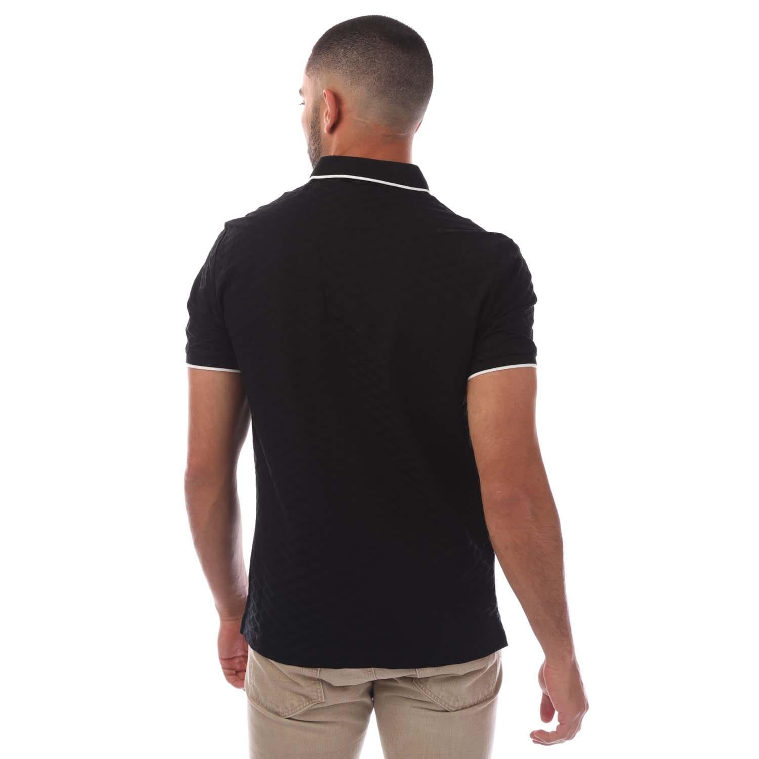 Black - Back - Emporio Armani Mens Eagle Jacquard Polo Shirt