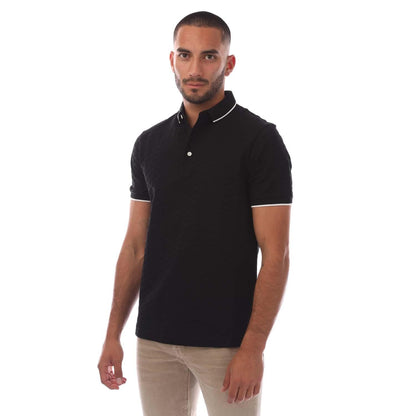 Black - Front - Emporio Armani Mens Eagle Jacquard Polo Shirt