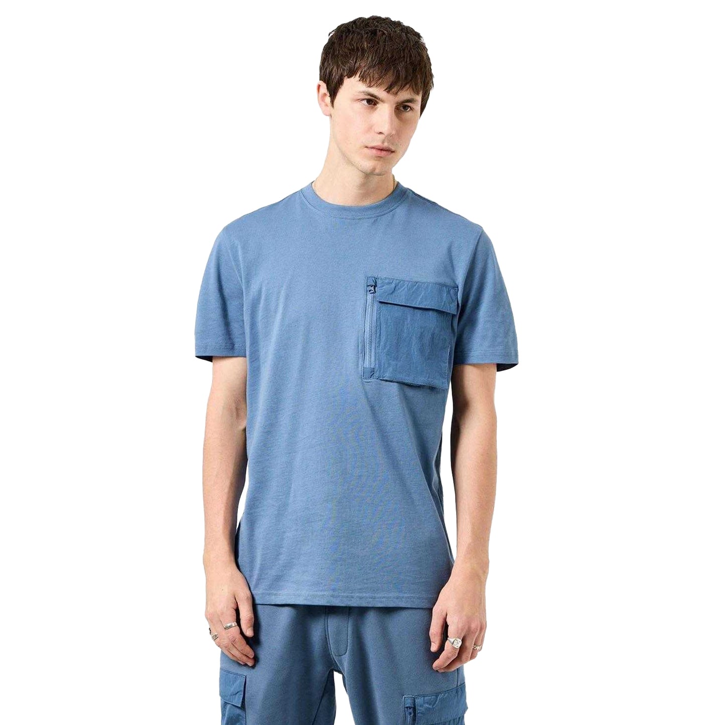 Blue - Side - Weekend Offender Mens Takaji Parachute Pocket T-Shirt