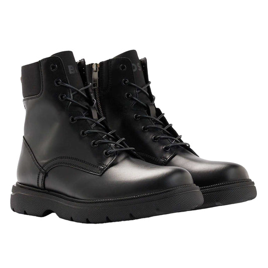 Black - Front - Hugo Boss Mens Jacob Leather Ankle Boots