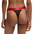 Black - Back - Hugo Womens-Ladies Logo Velvet Stretch Thong