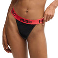 Black - Side - Hugo Womens-Ladies Logo Velvet Stretch Thong