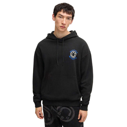 Black - Side - Hugo Mens Nothentico Seasonal Artwork Hoodie