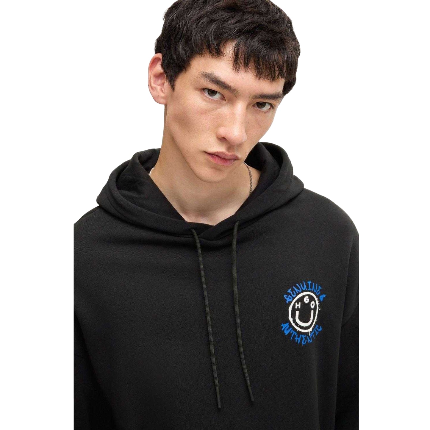 Black - Pack Shot - Hugo Mens Nothentico Seasonal Artwork Hoodie