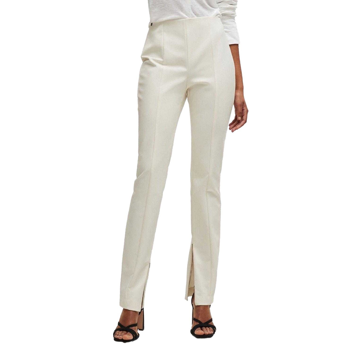 White - Side - Boss Womens-Ladies Tukeva1 Extra-Slim Trousers