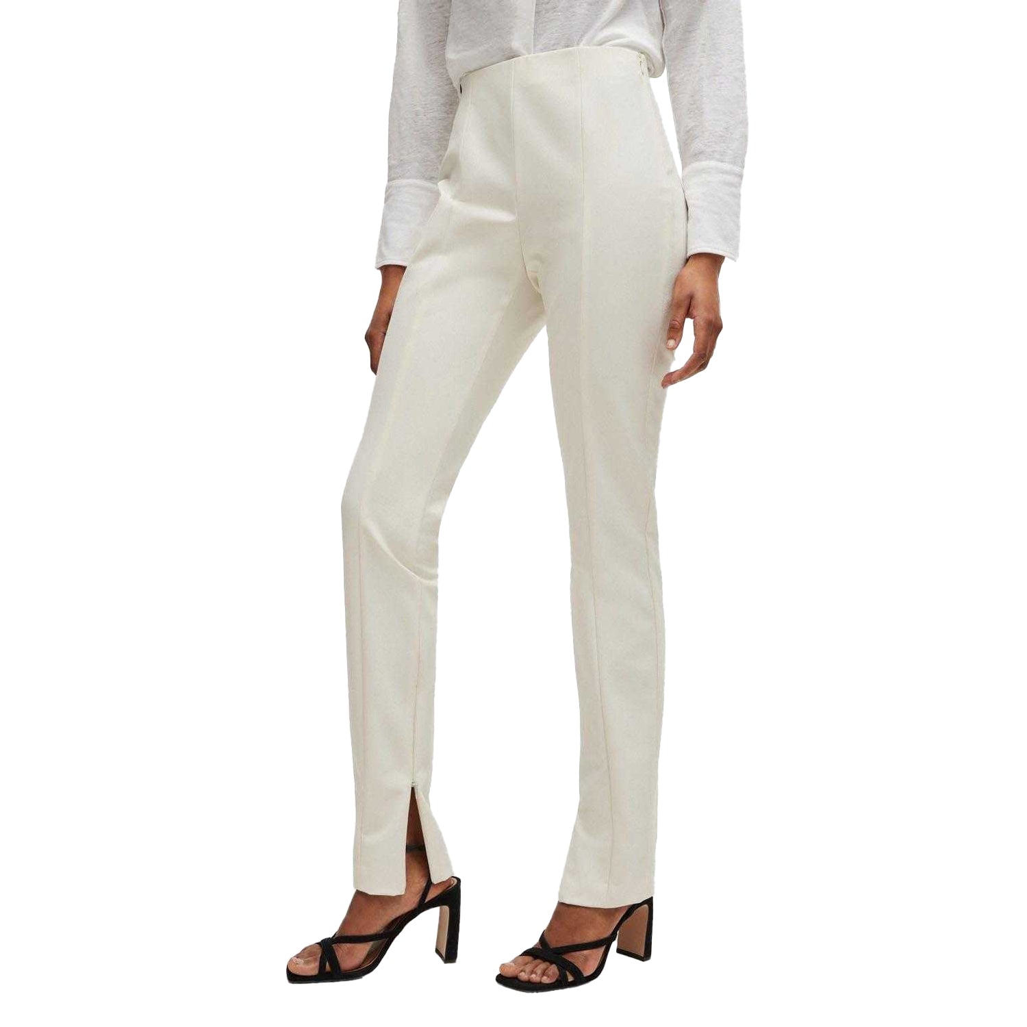 White - Lifestyle - Boss Womens-Ladies Tukeva1 Extra-Slim Trousers