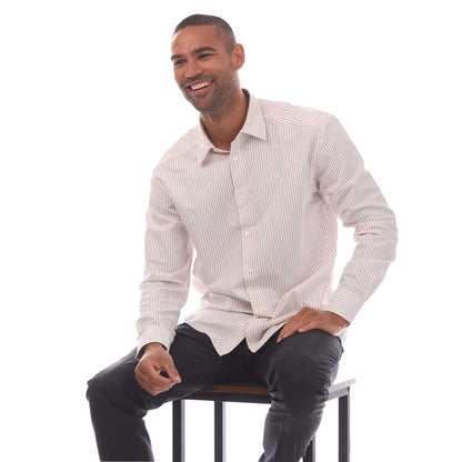 White-Light Pink - Front - Boss Mens C-Cole Stripe Shirt