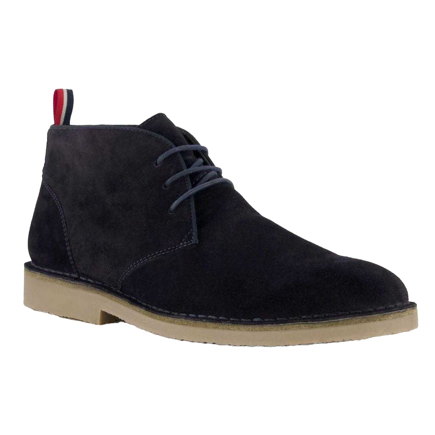 Navy - Front - Dune London Mens Creed Suede Chukka Boots