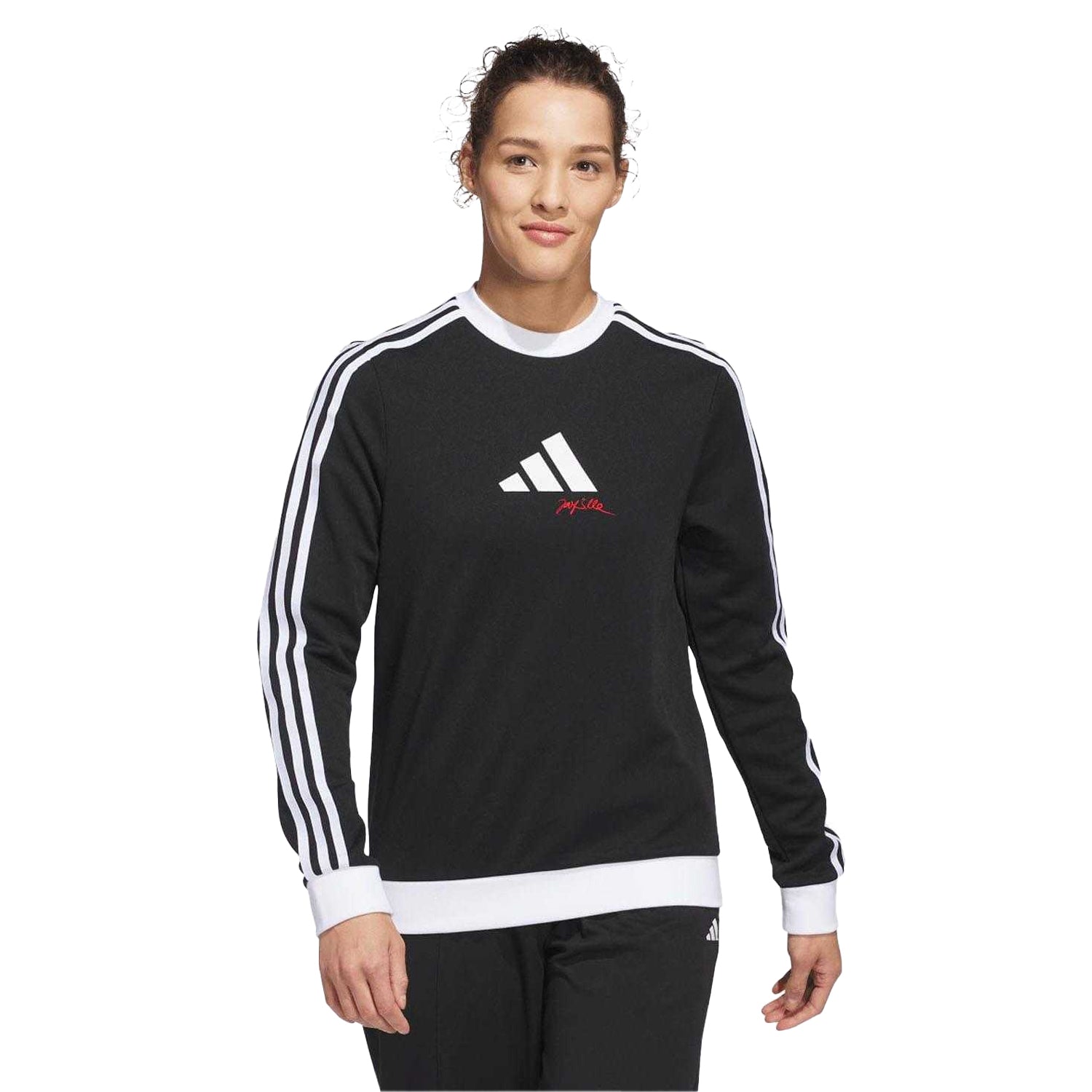 Black - Side - Adidas Womens-Ladies Long-Sleeved Golf Sweatshirt