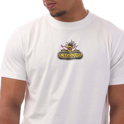 White-Pink - Side - Off White Mens Dj Slim 90s T-Shirt