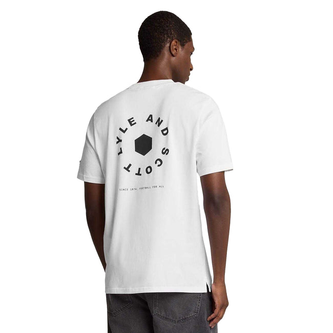 White - Back - Lyle & Scott Mens Football Wheel Graphic T-Shirt