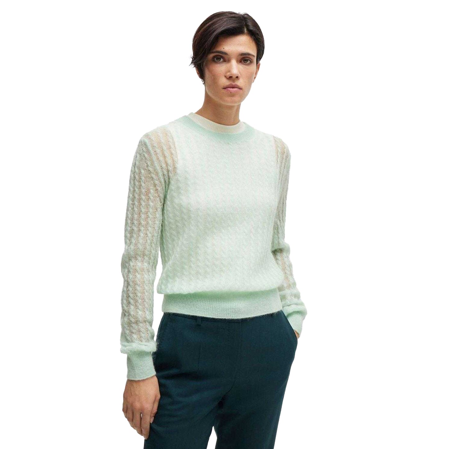 Turquoise - Side - Boss Womens-Ladies Familiana Fine Gauge Sweater Top