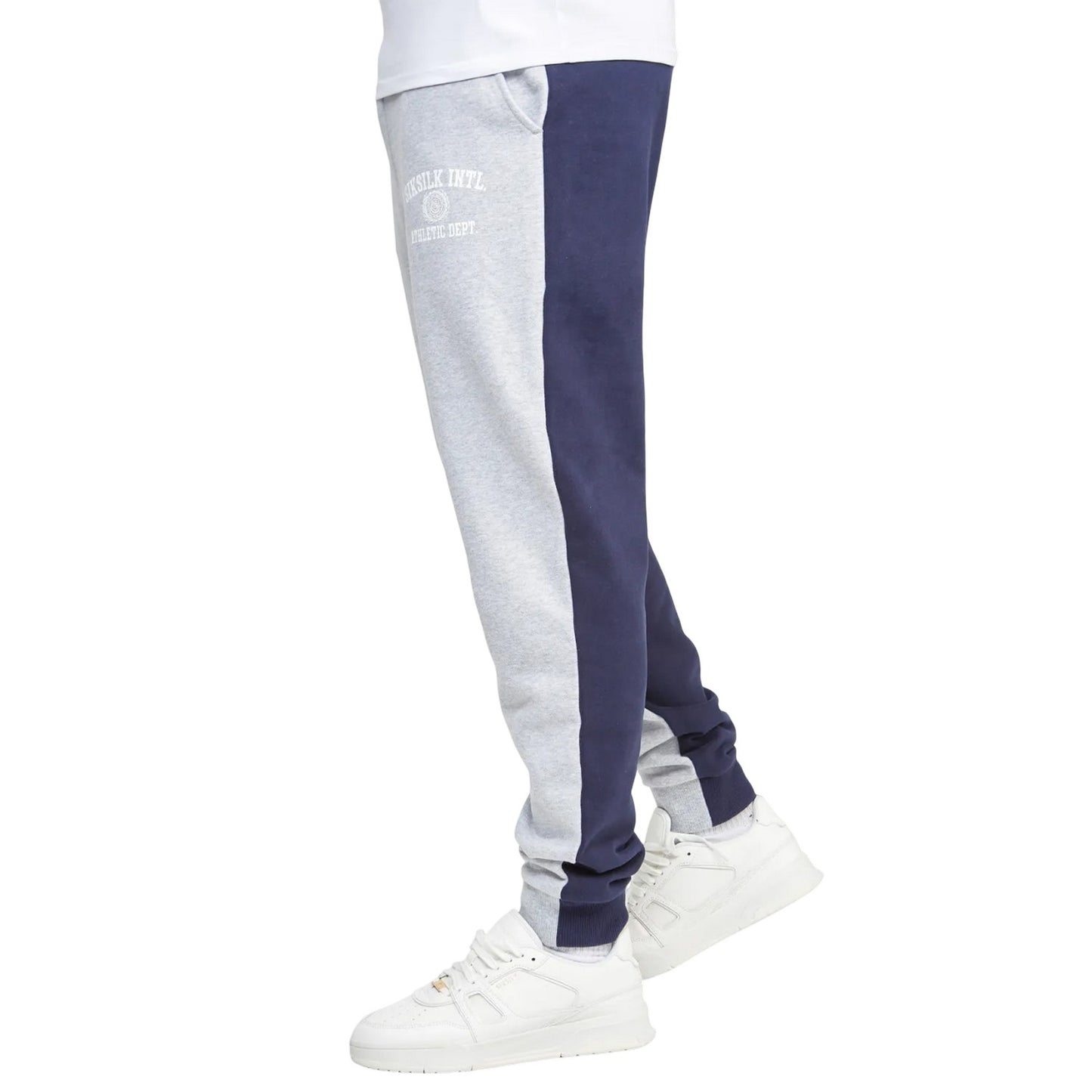 Grey - Side - SikSilk Unisex Adult Contrast Jogging Bottoms