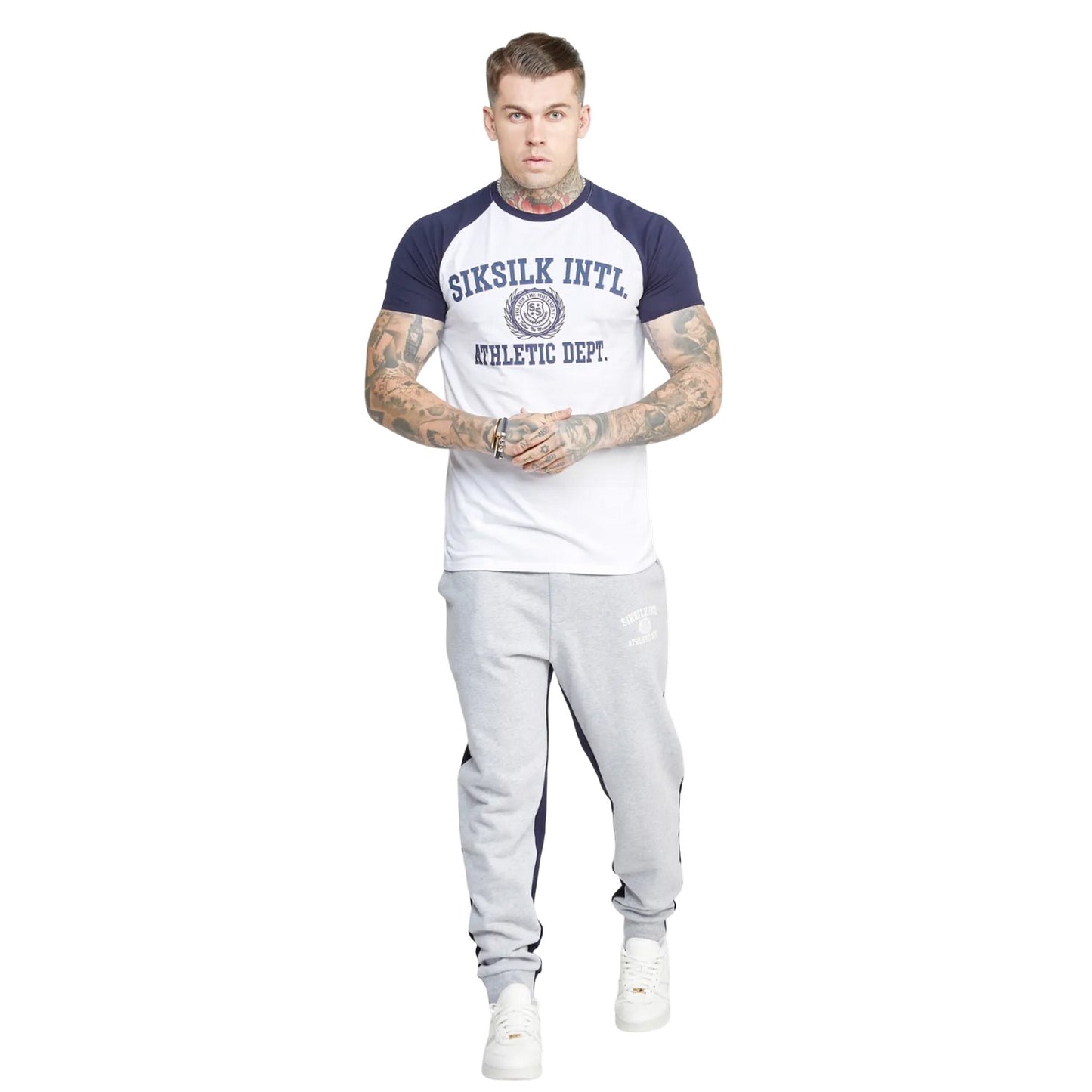 Grey - Lifestyle - SikSilk Unisex Adult Contrast Jogging Bottoms