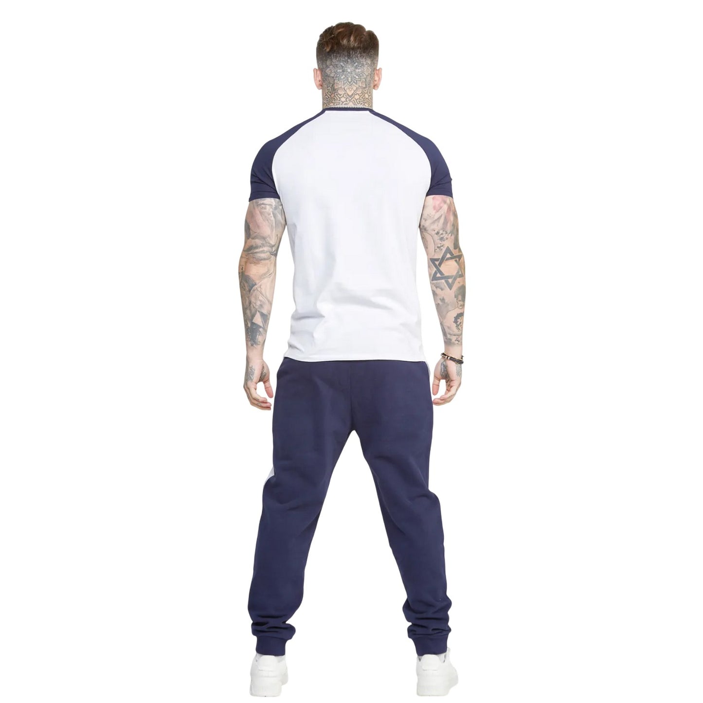 Grey - Pack Shot - SikSilk Unisex Adult Contrast Jogging Bottoms