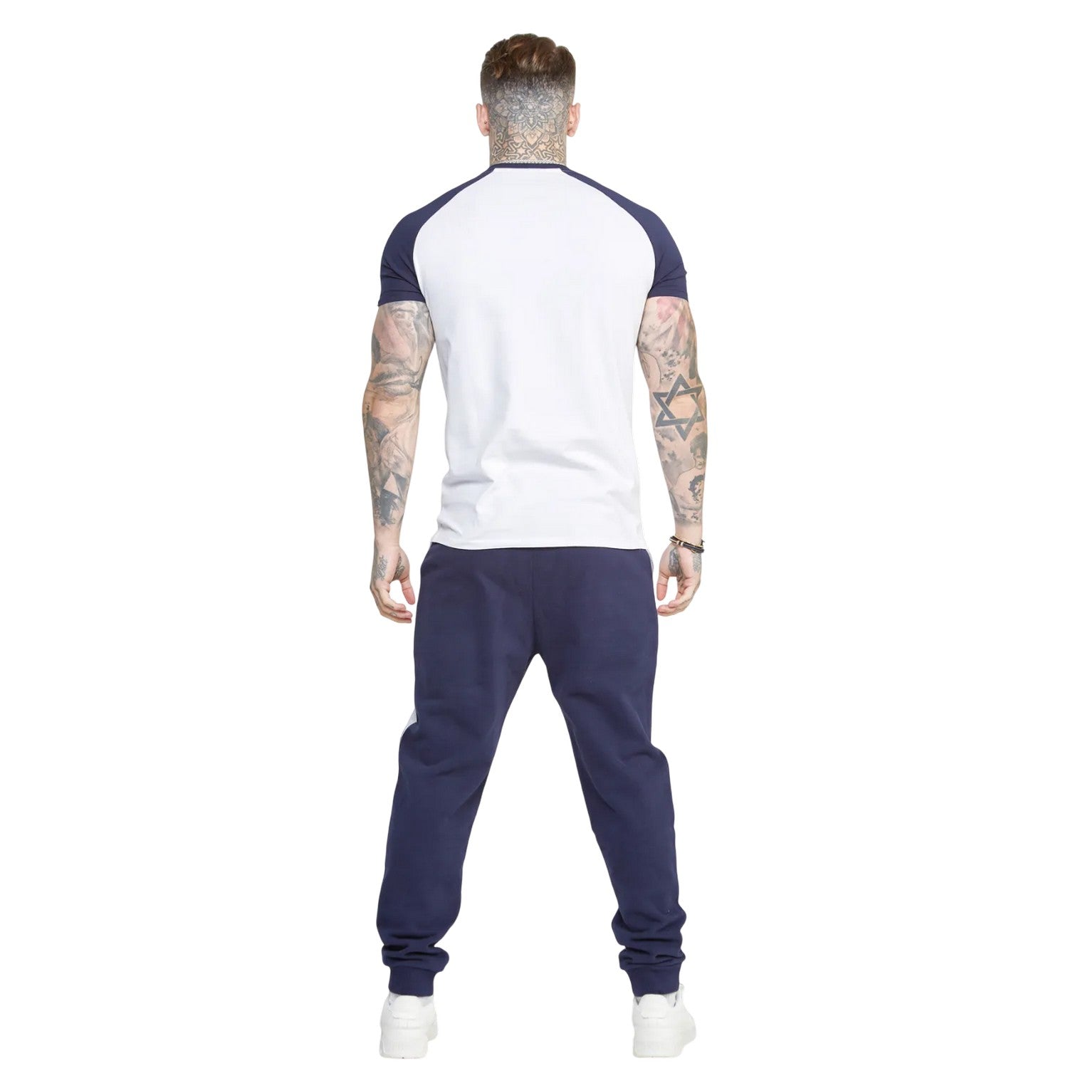 Grey - Pack Shot - SikSilk Unisex Adult Contrast Jogging Bottoms