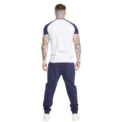 Grey - Pack Shot - SikSilk Unisex Adult Contrast Jogging Bottoms