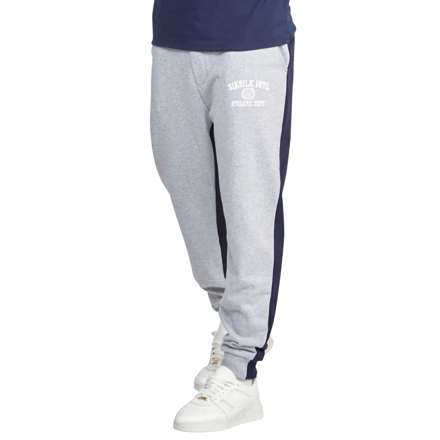 Grey - Front - SikSilk Unisex Adult Contrast Jogging Bottoms