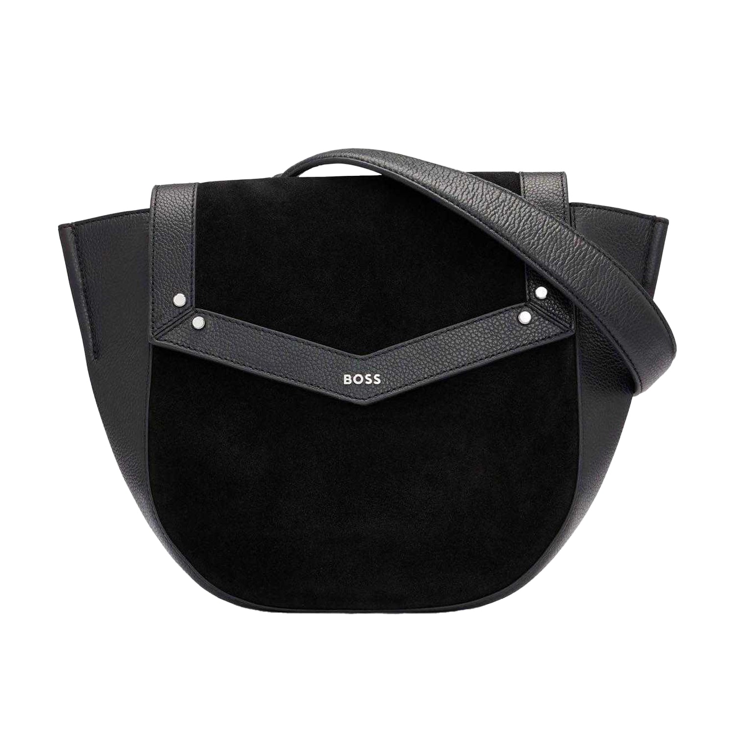 Black - Front - Boss Ivy Leather Handbag