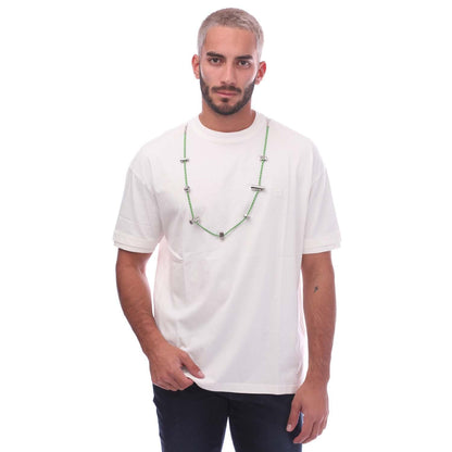 White-Green - Front - Ambush Mens Stoppers Necklace T-Shirt