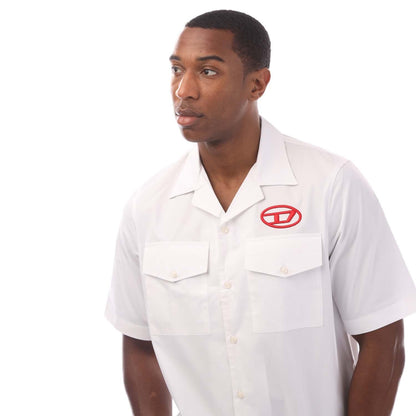 White - Side - Diesel Mens S-Mac-22 Bowling Shirt