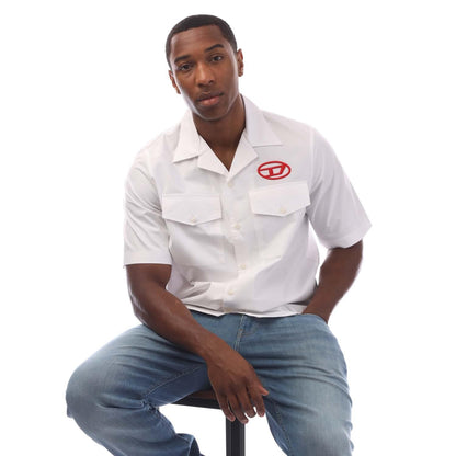 White - Lifestyle - Diesel Mens S-Mac-22 Bowling Shirt