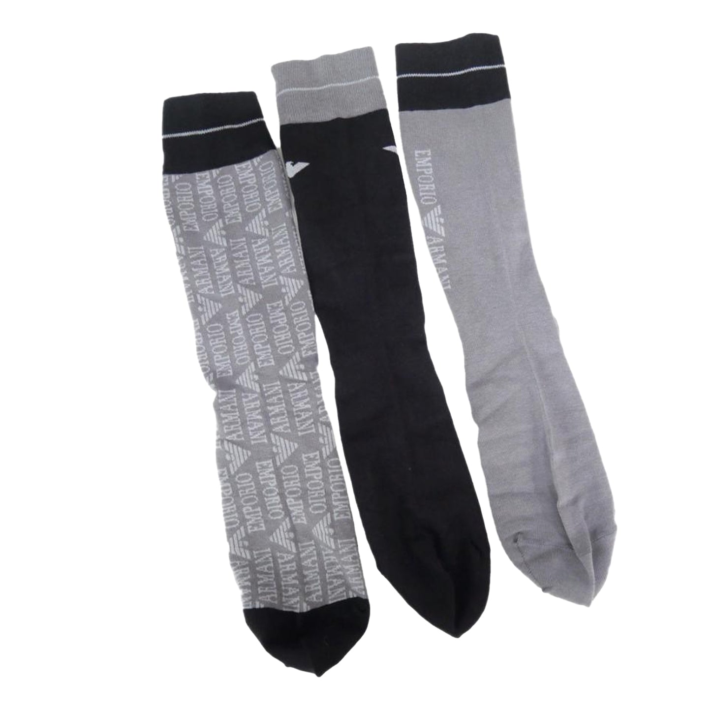 Grey-Black - Lifestyle - Emporio Armani Mens Logo Jacquard Socks (Pack of 3)