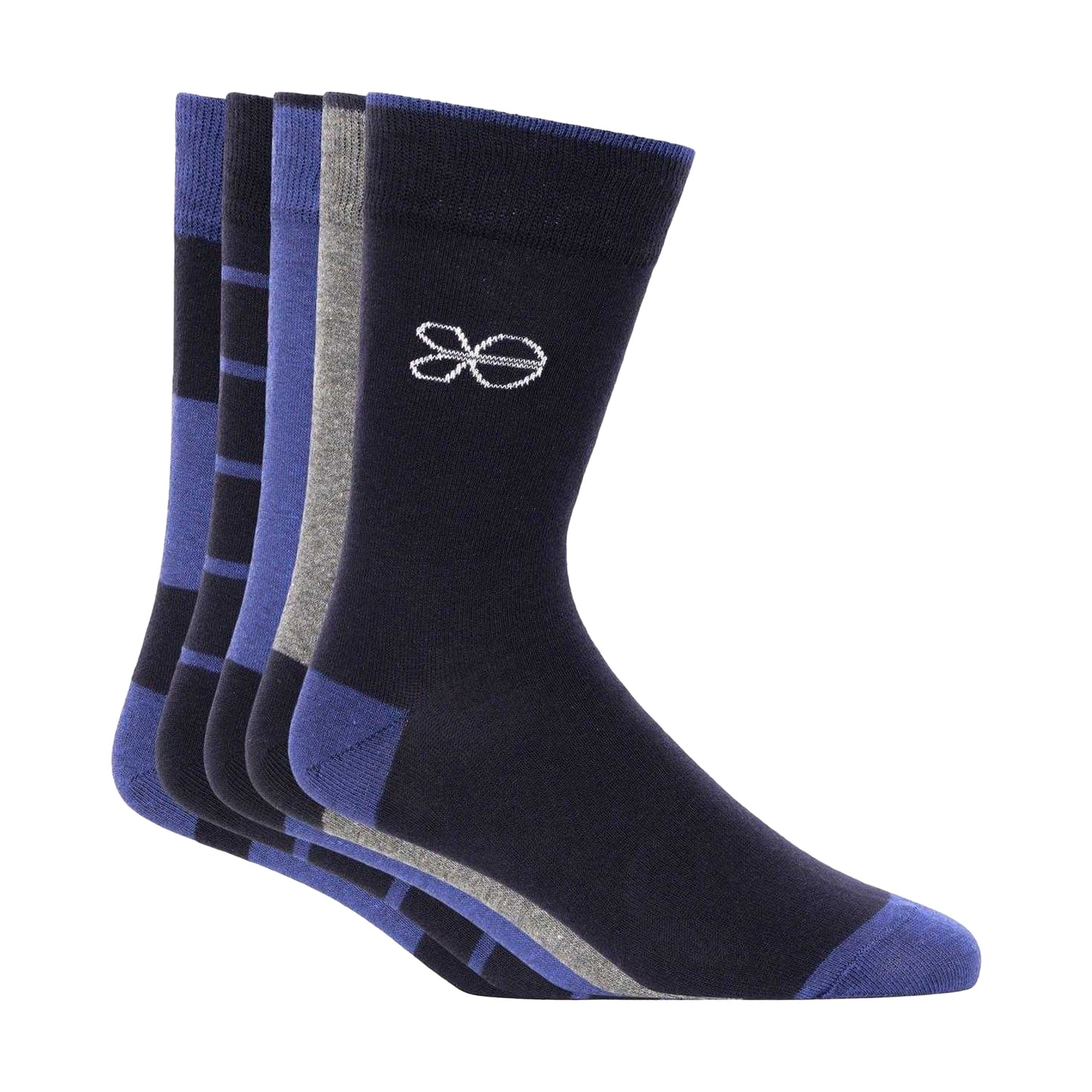 Blue-Grey - Front - Crosshatch Mens Milato Crew Socks (Pack of 5)