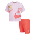 Pink - Front - Nike Childrens-Kids Lets Roll T-Shirt & Shorts Set