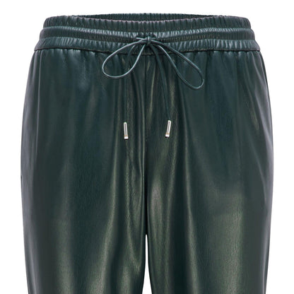 Green - Back - Boss Womens-Ladies Talilia Leather Trousers