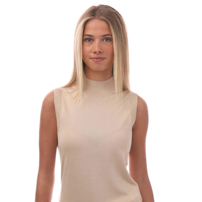 Beige - Side - Boss Womens-Ladies Fomila Silk Knitted Top