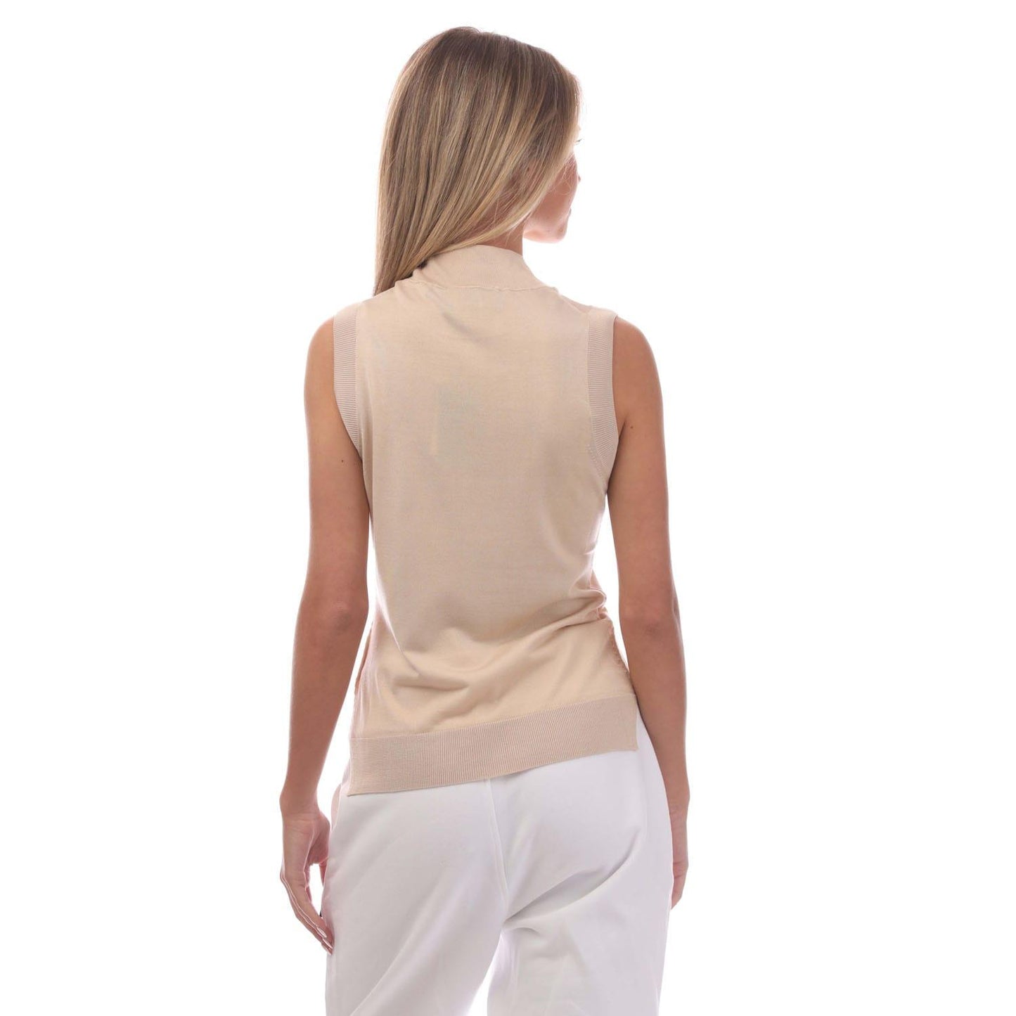 Beige - Back - Boss Womens-Ladies Fomila Silk Knitted Top