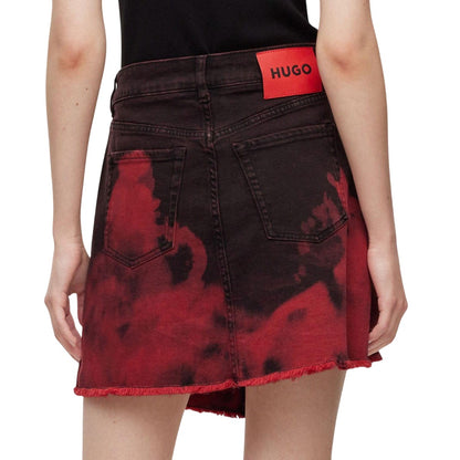 Black-Red - Back - Hugo Womens-Ladies Giowanna Leather Mini Skirt