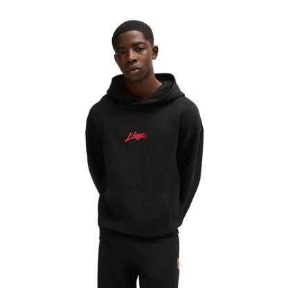 Black - Side - Hugo Mens Dlogolong Logo Hoodie