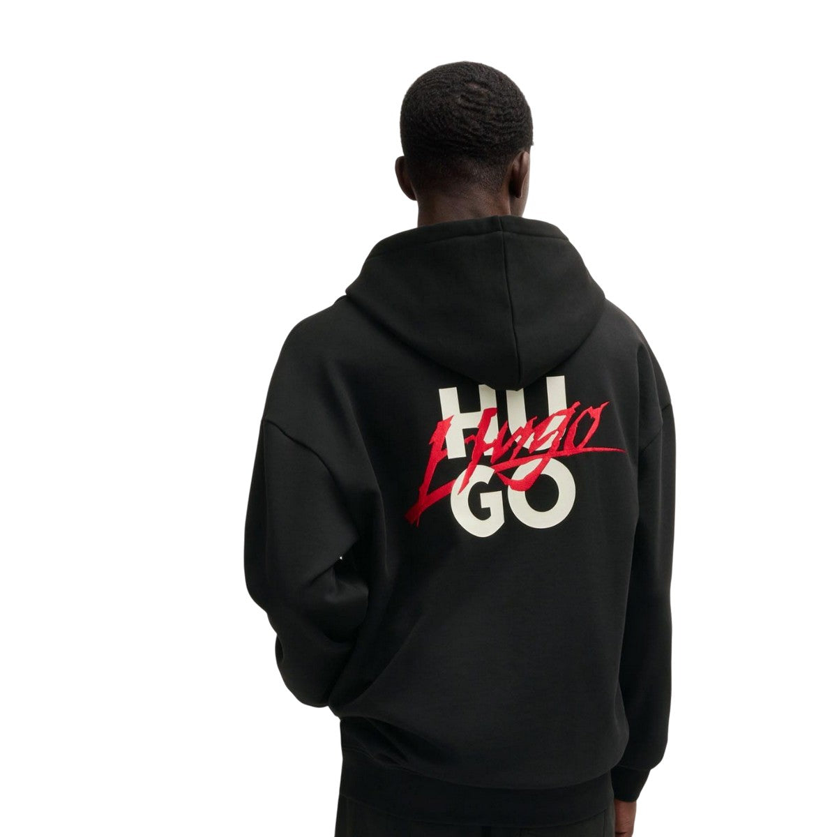 Black - Back - Hugo Mens Dlogolong Logo Hoodie