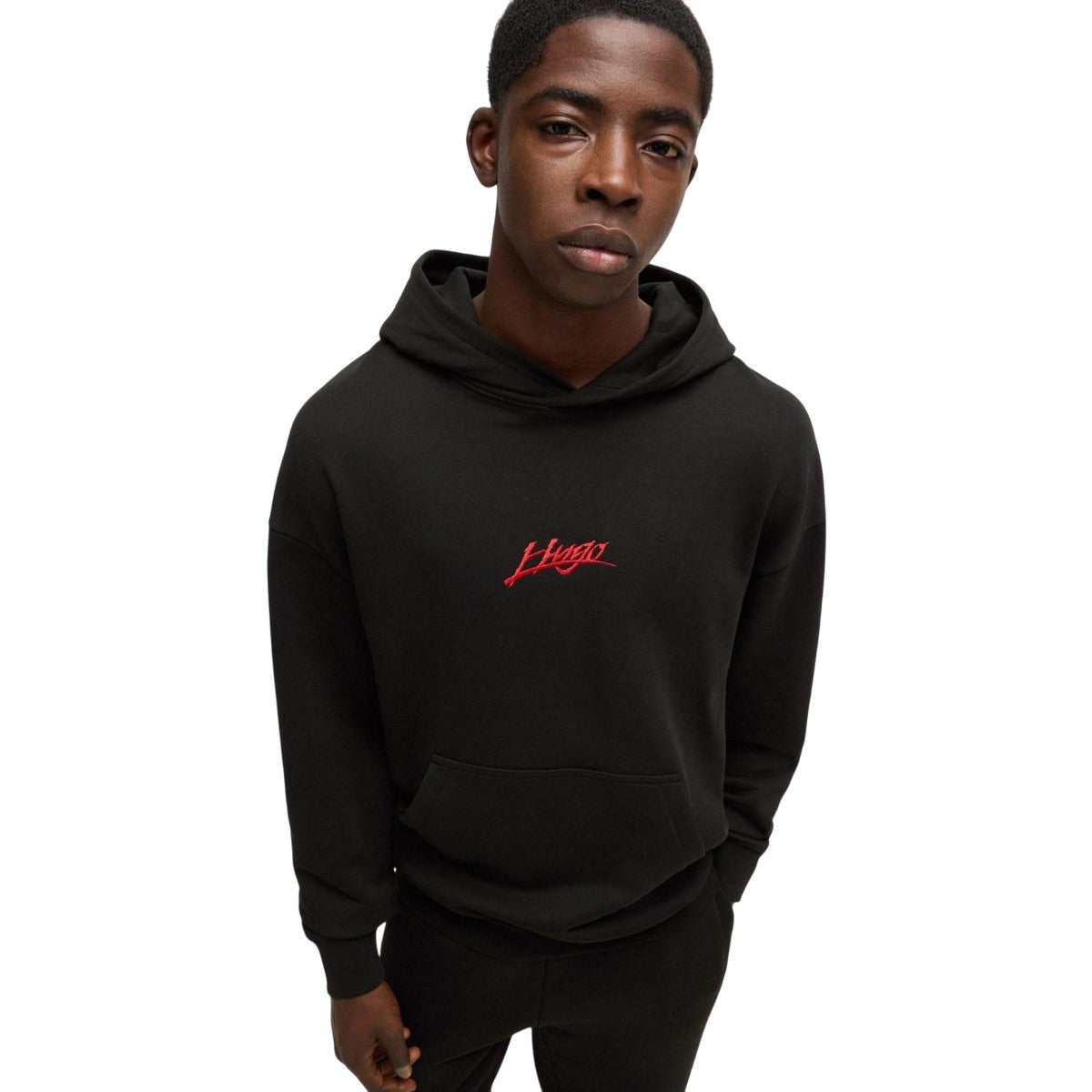 Black - Lifestyle - Hugo Mens Dlogolong Logo Hoodie