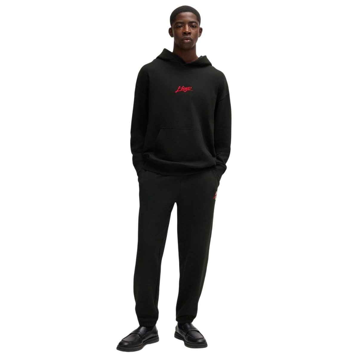 Black - Pack Shot - Hugo Mens Dlogolong Logo Hoodie