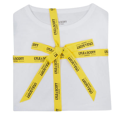 White-Navy - Close up - Lyle & Scott Boys Long Pyjama Set