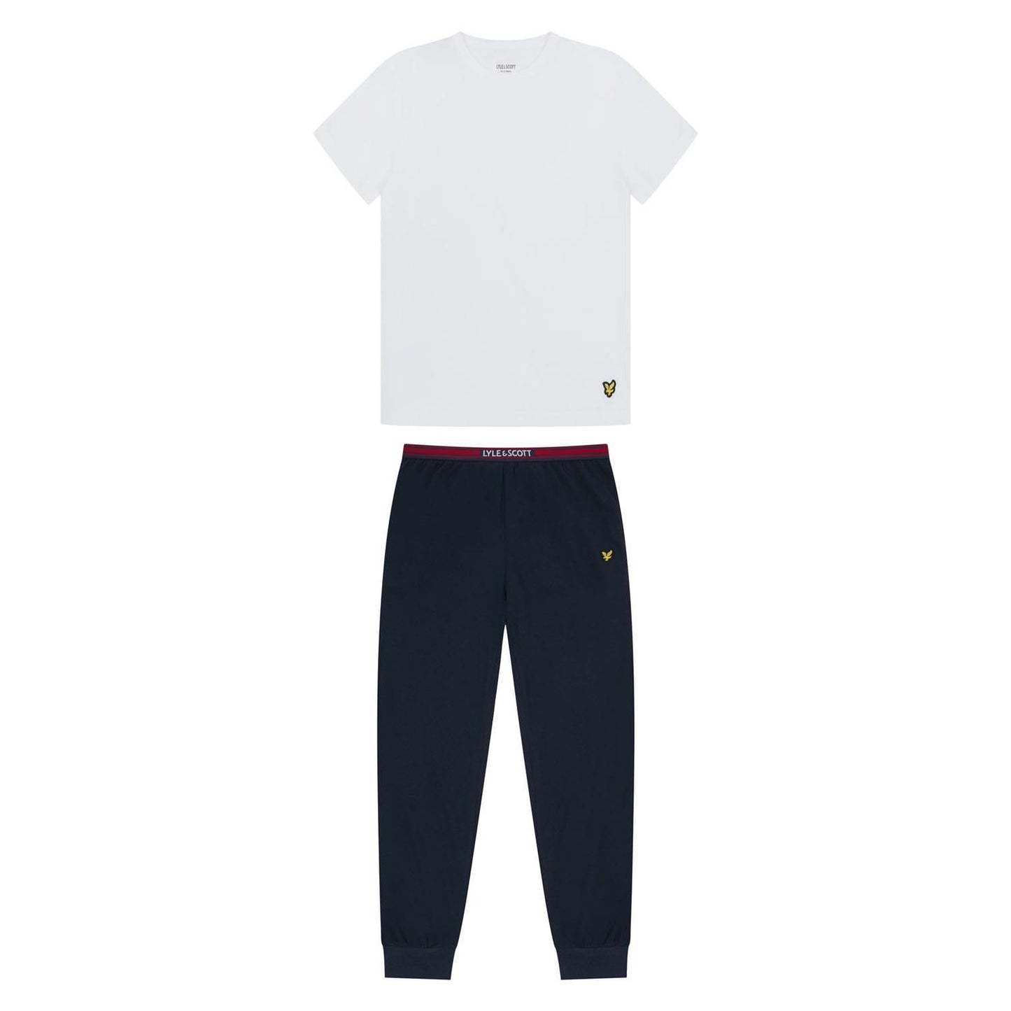 White-Navy - Front - Lyle & Scott Boys Long Pyjama Set