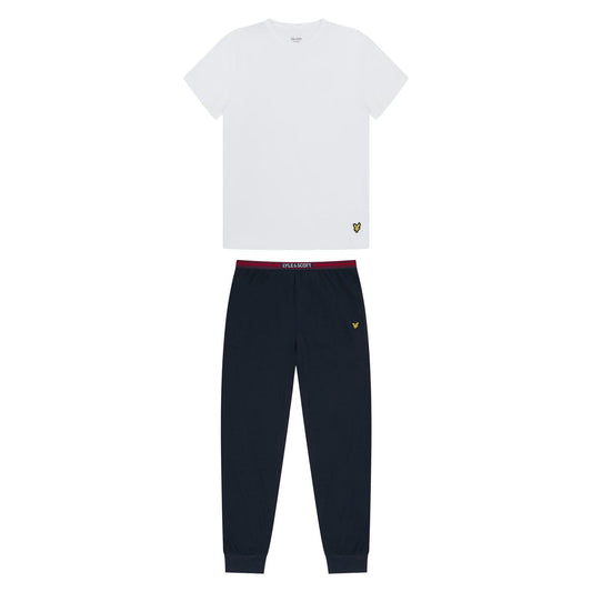White-Navy - Front - Lyle & Scott Boys Long Pyjama Set