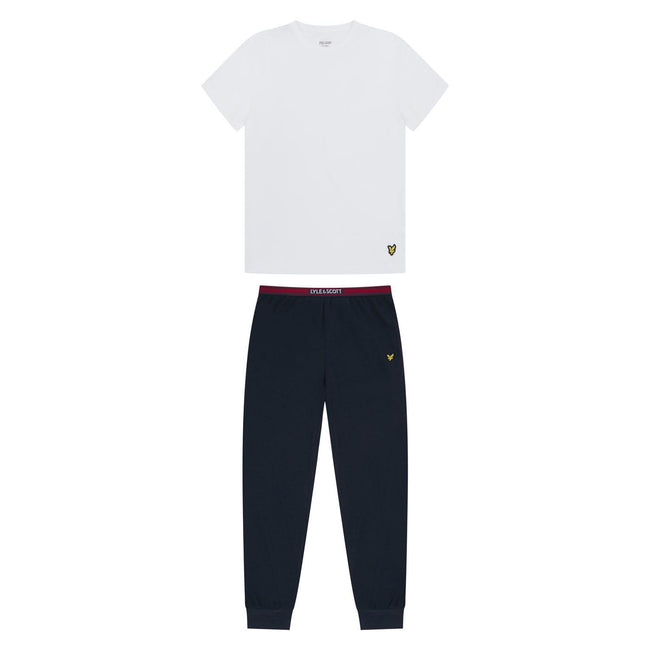 White-Navy - Front - Lyle & Scott Boys Long Pyjama Set