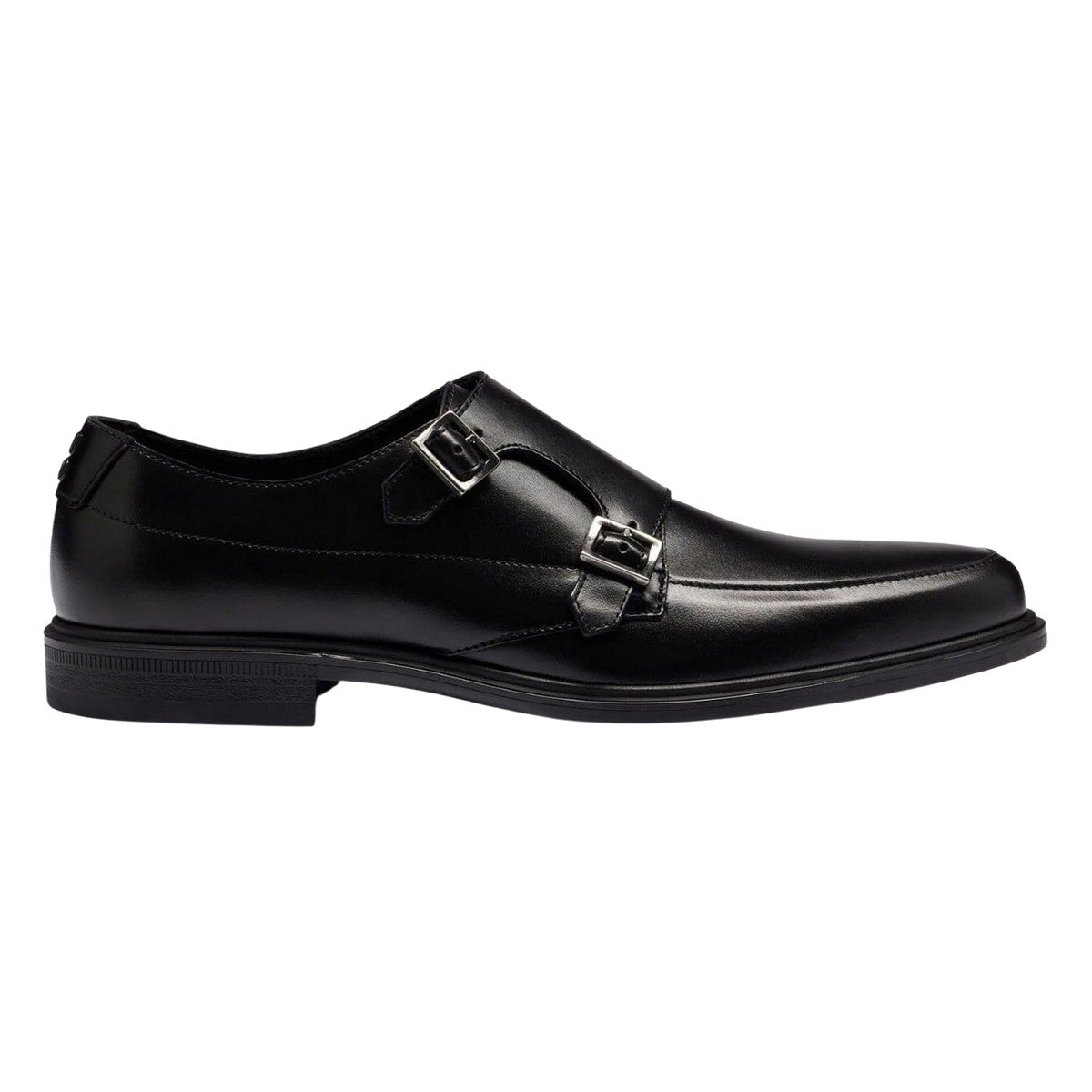Black - Side - Hugo Mens Kerr Monk Cow Leather Shoes