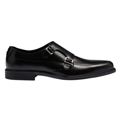 Black - Side - Hugo Mens Kerr Monk Cow Leather Shoes