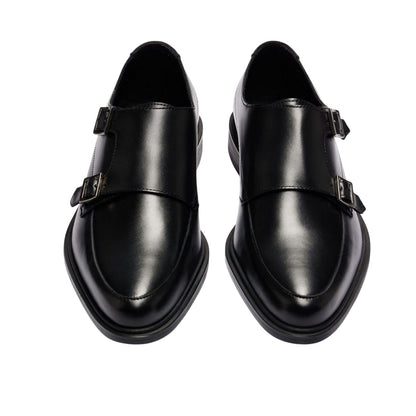 Black - Close up - Hugo Mens Kerr Monk Cow Leather Shoes
