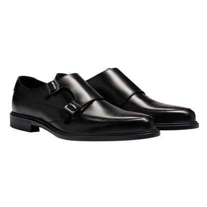 Black - Front - Hugo Mens Kerr Monk Cow Leather Shoes