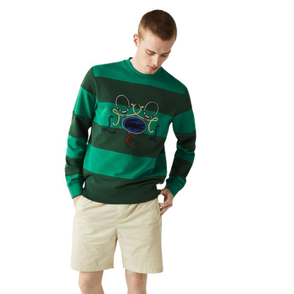 Green - Close up - Lacoste Mens Tennis Crew Neck Sweatshirt