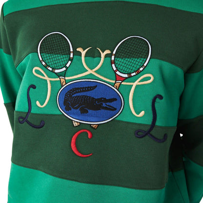 Green - Side - Lacoste Mens Tennis Crew Neck Sweatshirt