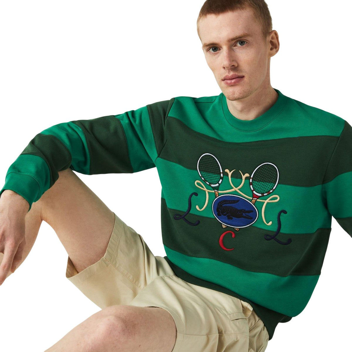 Green - Pack Shot - Lacoste Mens Tennis Crew Neck Sweatshirt