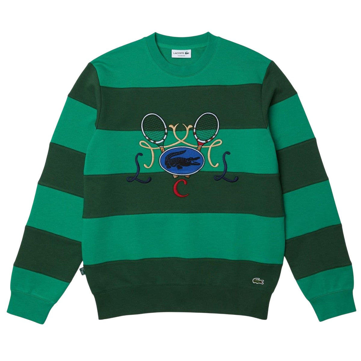 Green - Front - Lacoste Mens Tennis Crew Neck Sweatshirt