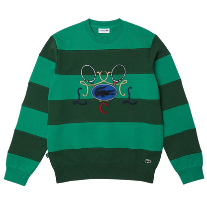 Green - Front - Lacoste Mens Tennis Crew Neck Sweatshirt